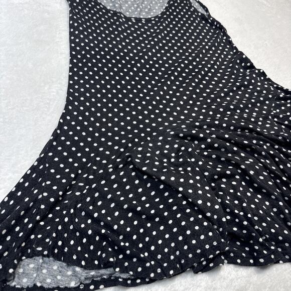 Zinna Black White Polka Dot Flounce Hem Tank Top Size Small - Picture 3 of 7